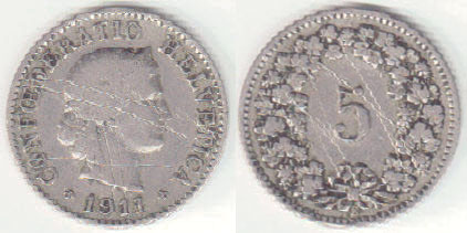 1911 Switzerland 5 Rappen A008054